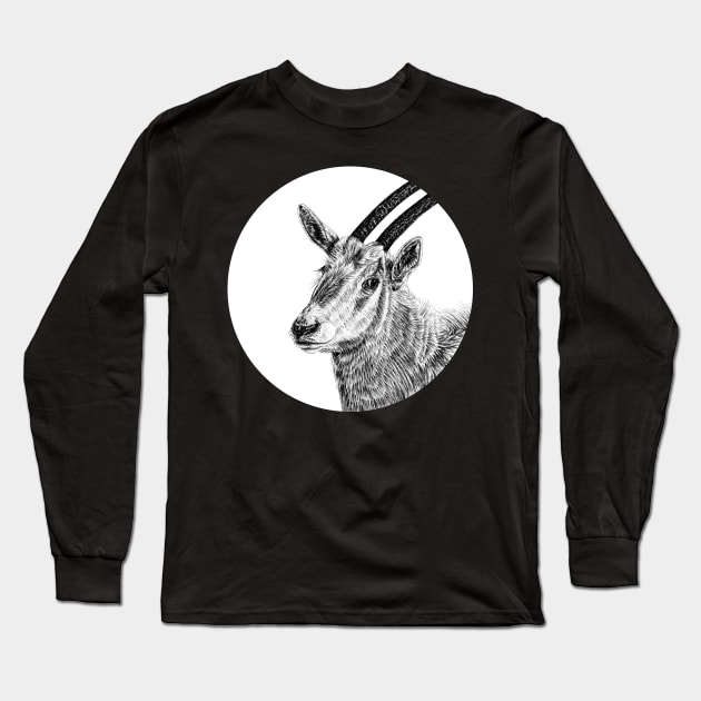 Scimitar-horned oryx Long Sleeve T-Shirt by lorendowding